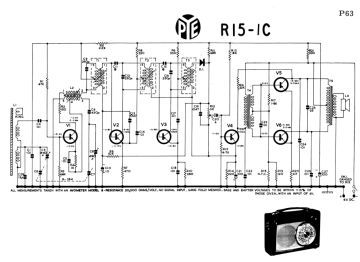 Pye ;Australia R15 1C schematic circuit diagram